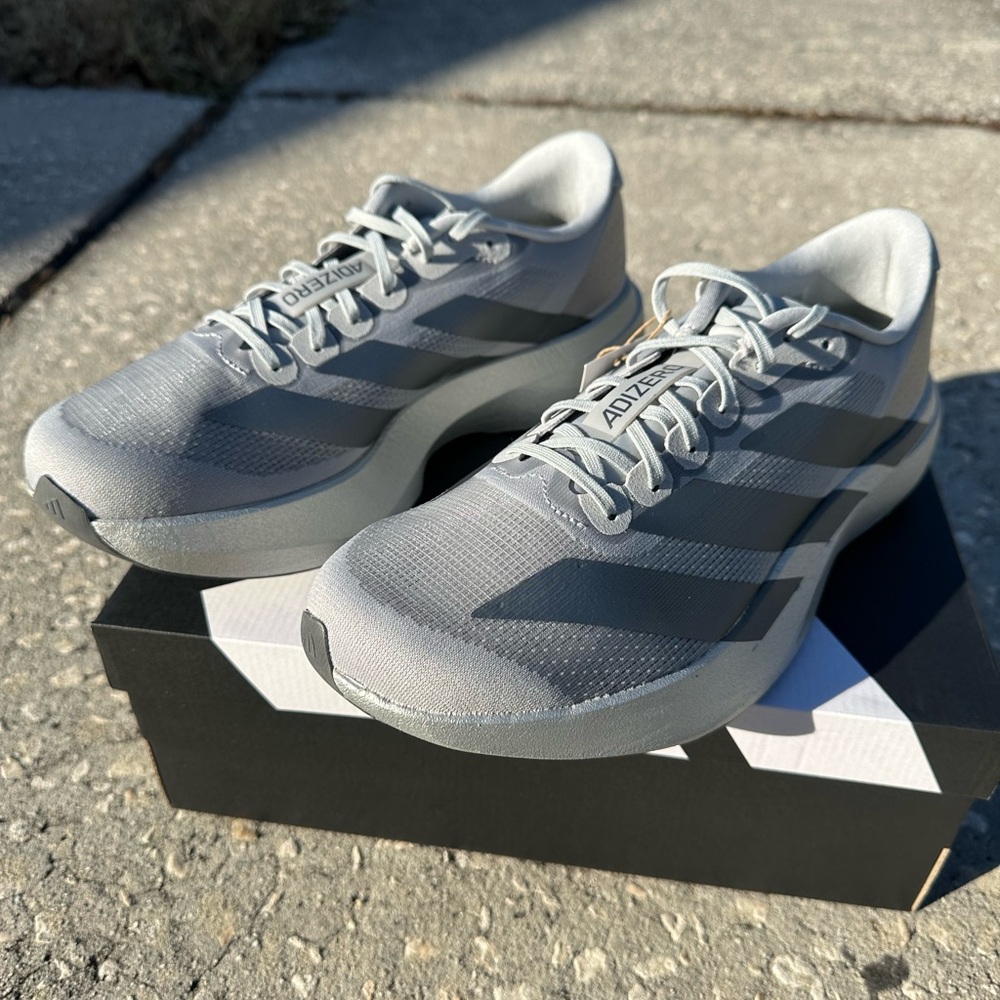Adidas Men's Adizero EVO SL Running Shoes Silver Metallic Multiple Sizes Read - Picture 2 of 11